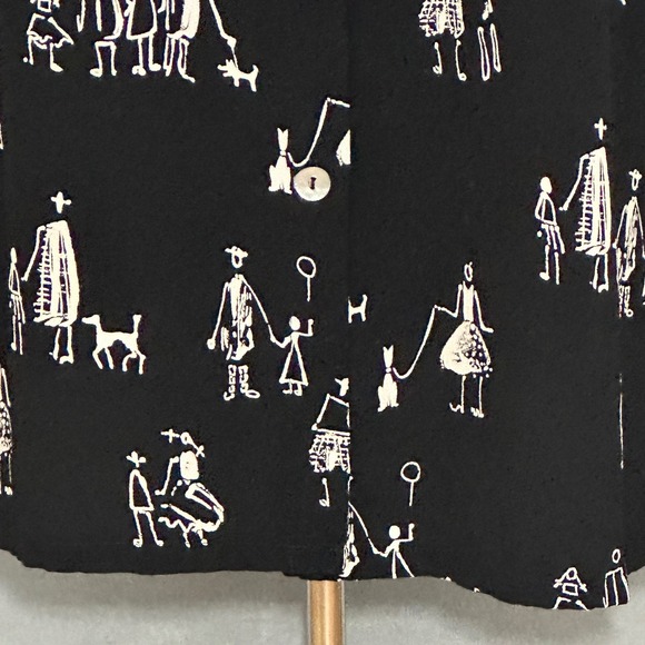 VTG DAVID DART Womens Dress M Retro Whimsical People Dogs Figural Artsy Teacher - Picture 4 of 12